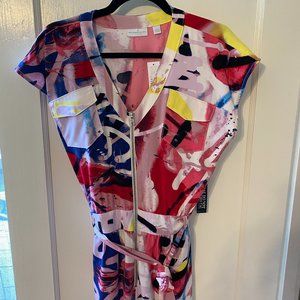 New York & Company Multi Color Graffiti Jumpsuit